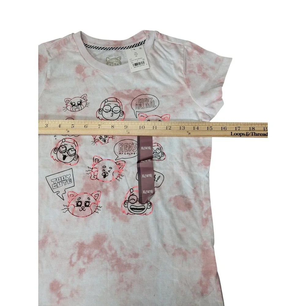 Disney Pixar Turning Red Girls XL 14/16 Pink Tie Dye Graphic T-Shirt NWT